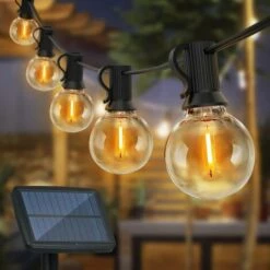 DECKON Guirlande Lumineuse Extérieure Solaire, Guirlande Lumineuse LED Ampoules 10 Guirlandes Solaires Extérieures Résistantes Aux Intempéries, 4 Modes, Guirlandes Lumineuses Solaires étanches IP65 Pour Décoration Balcon, Jardin, Mariage - Blanc Chaud