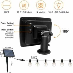 DECKON Guirlande Lumineuse Extérieure Solaire, Guirlande Lumineuse LED Ampoules 10 Guirlandes Solaires Extérieures Résistantes Aux Intempéries, 4 Modes, Guirlandes Lumineuses Solaires étanches IP65 Pour Décoration Balcon, Jardin, Mariage - Blanc Chaud -Luminaire solaire Soldes 2022 61103725 4