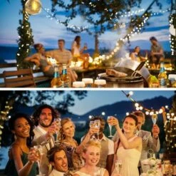 DECKON Guirlande Lumineuse Extérieure Solaire, Guirlande Lumineuse LED Ampoules 10 Guirlandes Solaires Extérieures Résistantes Aux Intempéries, 4 Modes, Guirlandes Lumineuses Solaires étanches IP65 Pour Décoration Balcon, Jardin, Mariage - Blanc Chaud -Luminaire solaire Soldes 2022 61103725 5