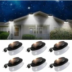 DECKON Lot De 6 Lampes Solaires De Gouttiere à 9 LED, Étanche Extérieure Solaire Gouttière Lumières Pour Jardin Clôture Eave Mur Patio Garage Trottoir(IP55 Lumière Blanche) (paquet De Six)