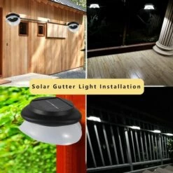 DECKON Lot De 6 Lampes Solaires De Gouttiere à 9 LED, Étanche Extérieure Solaire Gouttière Lumières Pour Jardin Clôture Eave Mur Patio Garage Trottoir(IP55 Lumière Blanche) (paquet De Six) -Luminaire solaire Soldes 2022 61225020 3