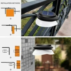 DECKON Lot De 6 Lampes Solaires De Gouttiere à 9 LED, Étanche Extérieure Solaire Gouttière Lumières Pour Jardin Clôture Eave Mur Patio Garage Trottoir(IP55 Lumière Blanche) (paquet De Six) -Luminaire solaire Soldes 2022 61225020 5
