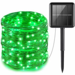 ZHUOXUAN Guirlande Lumineuse Solaire D'extérieur 33 Pieds 100LED Blanc Chaud étanche Guirlande Lumineuse Solaire Décorative - Vert