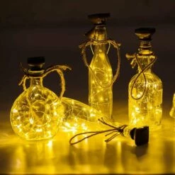 BAICCCF Guirlande Solaire Lot De 8 Lumières De Bouteille De Vin à énergie Solaire Blanc Chaud, 20 LED étanches Pour Extérieur, Décoration De Table De Fée Solaire Pour Mariage, Noël, Vacances, Jardin, Terrasse - 8 Pack 20 Led Blanc Chaud -Luminaire solaire Soldes 2022 61328267 5