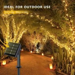 BAICCCF Guirlande Solaire Lot De 2 Guirlandes Solaires 200 LED étanches, 20 M Blanc Chaud Avec 8 Modes, Guirlande Lumineuse Solaire En Fil De Cuivre Pour Jardin, Terrasse, Noël, Fête De Mariage - Blanc Chaud -Luminaire solaire Soldes 2022 61328447 4