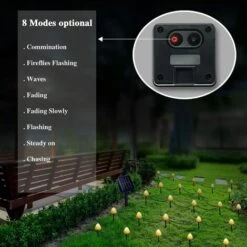 BAICCCF Guirlande Solaire 30 PCS Lampes Solaires Champignons, 8 Modes Guirlande Lumineuse Extérieure Avec Batterie 800Mah Lampe De Jardin Étanche Pour Jardin Mariage Fête De Noël (Blanc Chaud) -Luminaire solaire Soldes 2022 63803875 3