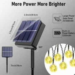 BAICCCF Guirlande Solaire Guirlande Lumineuse Solaire Globe Extérieur - 9.5M 50 LED Guirlande Lumineuse Solaire Boule De Cristal Imperméable, 8 Mode Boules Blanc Chaud Guirlande Lumineuse à Énergie Solaire Pour Jardin, Patio, Gazebo, Cour, Fête, Décoration 11 BAICCCF Guirlande Solaire Guirlande Lumineuse Solaire Globe Extérieur - 9.5M 50 LED Guirlande Lumineuse Solaire Boule De Cristal Imperméable, 8 Mode Boules Blanc Chaud Guirlande Lumineuse à Énergie Solaire Pour Jardin, Patio, Gazebo, Cour, Fête, Décoration -Luminaire solaire Soldes 2022 63803885 5