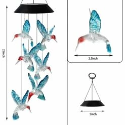 BAICCCF Guirlande Solaire Carillons éoliens Solaires Colibri Changeant De Couleur Lampes Solaires Mobiles LED étanches Carillons éoliens à énergie Solaire Pour La Maison, La Cour, Le Jardin, La Décoration De Noël (Bleu) -Luminaire solaire Soldes 2022 63803924 4