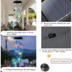 BAICCCF Guirlande Solaire Carillons éoliens Solaires Colibri Changeant De Couleur Lampes Solaires Mobiles LED étanches Carillons éoliens à énergie Solaire Pour La Maison, La Cour, Le Jardin, La Décoration De Noël (Bleu) -Luminaire solaire Soldes 2022 63803924 5