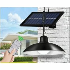 SINCèREETALI Lampes Solaires Pour Abri De Jardin, Suspensions Solaires, Lustre Solaire Extérieur Avec Télécommande, Lampe Suspendue étanche Pour Cour, Jardin, Terrasse, Poulailler (lumière Blanche)
