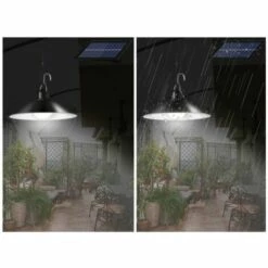 SINCèREETALI Lampes Solaires Pour Abri De Jardin, Suspensions Solaires, Lustre Solaire Extérieur Avec Télécommande, Lampe Suspendue étanche Pour Cour, Jardin, Terrasse, Poulailler (lumière Blanche) -Luminaire solaire Soldes 2022 63816126 4