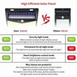 ENLENK Lampe Solaire Exterieur, Projecteur LED Exterieur Detecteur De Mouvement 208 Led Ip65, Lumiere Spot LED Solaire Exterieur, Eclairage Exterieur Avec Detecteur,Applique Murale Pour Jardin Piscine-2 Pack -Luminaire solaire Soldes 2022 63874424 3