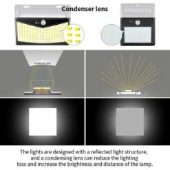 ENLENK Lampe Solaire Exterieur, Projecteur LED Exterieur Detecteur De Mouvement 208 Led Ip65, Lumiere Spot LED Solaire Exterieur, Eclairage Exterieur Avec Detecteur,Applique Murale Pour Jardin Piscine-2 Pack -Luminaire solaire Soldes 2022 63874424 4