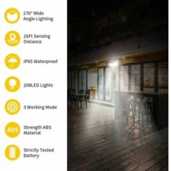 ENLENK Lampe Solaire Exterieur, Projecteur LED Exterieur Detecteur De Mouvement 208 Led Ip65, Lumiere Spot LED Solaire Exterieur, Eclairage Exterieur Avec Detecteur,Applique Murale Pour Jardin Piscine-2 Pack -Luminaire solaire Soldes 2022 63874424 5