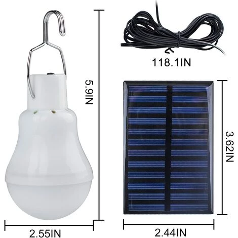 HAZEL 2 Lampe Camping Solaire Portable, Ampoule Solaire LED Lampe Urgence Solaire Lumière Jardin Lanterne éclairage Solaire Avec Panneau Ampoule à Crochet Pour Camping,Pêche,Randonnée,Intérieur 5 HAZEL 2 Lampe Camping Solaire Portable, Ampoule Solaire LED Lampe Urgence Solaire Lumière Jardin Lanterne éclairage Solaire Avec Panneau Ampoule à Crochet Pour Camping,Pêche,Randonnée,Intérieur – Image 3