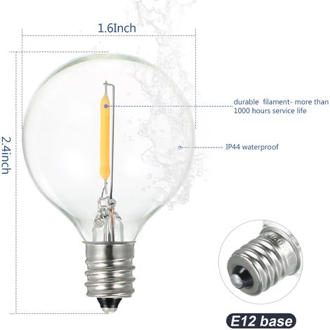 LIFCAUSAL AC230V Globe LED G40 Ampoule Lampe 25 Pack E12 Base Socket Holder IP44 Résistance à L'eau Blanc Chaud Pour String Light Home Party Décoration De Mariage 6 LIFCAUSAL AC230V Globe LED G40 Ampoule Lampe 25 Pack E12 Base Socket Holder IP44 Résistance à L'eau Blanc Chaud Pour String Light Home Party Décoration De Mariage – Image 4