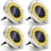 THSINDE Lot De 4 Projecteurs Solaires Extérieurs De Jardin 16 LED Pour éclairage Extérieur IP65 étanche Sans Fil En Acier Inoxydable Pour Pelouse Décorative/carte De Table/terrasse/chemin/plantes (lumière Chaude) -Luminaire solaire Soldes 2022 64532152 1