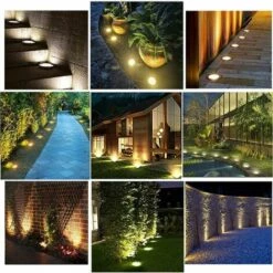 THSINDE Lot De 4 Projecteurs Solaires Extérieurs De Jardin 16 LED Pour éclairage Extérieur IP65 étanche Sans Fil En Acier Inoxydable Pour Pelouse Décorative/carte De Table/terrasse/chemin/plantes (lumière Chaude) -Luminaire solaire Soldes 2022 64532152 5