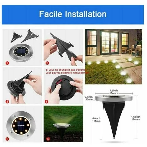 Dontodent 8 Lumières Souterraines De LED Lumières Solaires Chaudes De Lumières De Pelouse Lumières De Paysage 5 Dontodent 8 Lumières Souterraines De LED Lumières Solaires Chaudes De Lumières De Pelouse Lumières De Paysage â Image 3