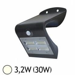 MIIDEX LIGHTING Applique LED SOLAIRE 3.2W (30W) IP65 Blanc Jour 4000°K Noire + Détecteur