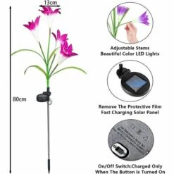 LLOVE Lumière Solaire Cour Extérieur Noël Lys Halloween Lampe De 7 Couleurs Dégradées Pour La 16 LED Décoration De Jardin De Pelouse Blanc Rouge Bleu Violet -Luminaire solaire Soldes 2022 64870458 2