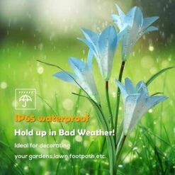 LLOVE Lumière Solaire Cour Extérieur Noël Lys Halloween Lampe De 7 Couleurs Dégradées Pour La 16 LED Décoration De Jardin De Pelouse Blanc Rouge Bleu Violet -Luminaire solaire Soldes 2022 64870458 3