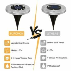 LLOVE Lampe Solaire Extérieur,8 Pièces Lampe Solaire Au Sol Lumière Extérieure étanche Spot Solaires à Encastrer 8LEDS Pour Passerelle (Blanc Chaud) -Luminaire solaire Soldes 2022 64870514 3