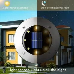 LLOVE Lampe Solaire Extérieur,8 Pièces Lampe Solaire Au Sol Lumière Extérieure étanche Spot Solaires à Encastrer 8LEDS Pour Passerelle (Blanc Chaud) -Luminaire solaire Soldes 2022 64870514 4