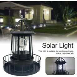 LLOVE Phare LED Solaire Rotatif à 360 Degrés Lampe De Jardin LED étanche IP65 Effet De Lumière Rotatif Automatique Lampe De Paysage (noir) -Luminaire solaire Soldes 2022 64870662 3