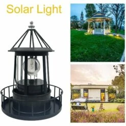 LLOVE Phare LED Solaire Rotatif à 360 Degrés Lampe De Jardin LED étanche IP65 Effet De Lumière Rotatif Automatique Lampe De Paysage (noir) -Luminaire solaire Soldes 2022 64870662 4