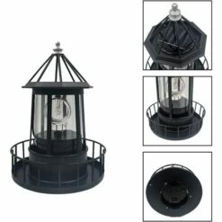 LLOVE Phare LED Solaire Rotatif à 360 Degrés Lampe De Jardin LED étanche IP65 Effet De Lumière Rotatif Automatique Lampe De Paysage (noir) -Luminaire solaire Soldes 2022 64870662 5