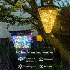 LLOVE Lanternes Solaires à Suspendre, Lampe Solaire De Jardin, éclairage De Paysage, Lumières LED Solaires D'extérieur Pour Décoration De Mariage, Balcon, Terrasse, Cour, Lumière Chaude -Luminaire solaire Soldes 2022 64870891 4