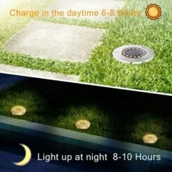 LLOVE Lot De 4 Lampes Solaires De Jardin, 16 Lampes Solaires D'extérieur à LED Encastrées Au Sol étanches Pour Allée, Escalier, Pelouse, Paysage, Piscine, Terrasse, Blanc Chaud -Luminaire solaire Soldes 2022 64871089 3