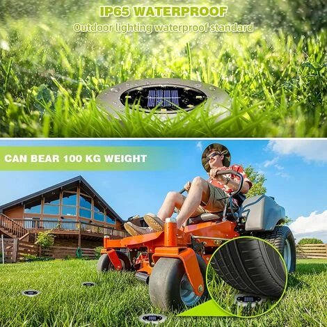 LLOVE Solaire Extérieur Jardin Solaire, 4 Pièces 8 LED Lampe Solaire Extérieure, Lampe Solaire Enterrée IP65 Projecteurs Solaires LED Pour Chemin Escalier Paysage Routes Parterre De Fleurs Cour Cour 5 LLOVE Solaire Extérieur Jardin Solaire, 4 Pièces 8 LED Lampe Solaire Extérieure, Lampe Solaire Enterrée IP65 Projecteurs Solaires LED Pour Chemin Escalier Paysage Routes Parterre De Fleurs Cour Cour – Image 3