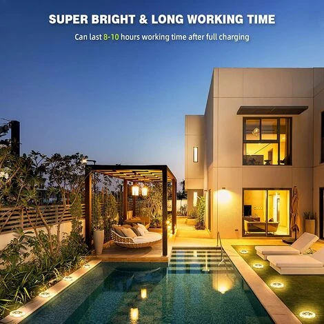 LLOVE Solaire Extérieur Jardin Solaire, 4 Pièces 8 LED Lampe Solaire Extérieure, Lampe Solaire Enterrée IP65 Projecteurs Solaires LED Pour Chemin Escalier Paysage Routes Parterre De Fleurs Cour Cour 7 LLOVE Solaire Extérieur Jardin Solaire, 4 Pièces 8 LED Lampe Solaire Extérieure, Lampe Solaire Enterrée IP65 Projecteurs Solaires LED Pour Chemin Escalier Paysage Routes Parterre De Fleurs Cour Cour – Image 5