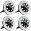 LLOVE Lampes Solaires De Sol, Lampes De Jardin à Disque Solaire D'extérieur, Lampes D'extérieur Encastrées Au Sol à 8 LED, Lampes Solaires étanches IP65 Pour Jardin, Cour - 4 Pièces (blanc Chaud) -Luminaire solaire Soldes 2022 64871120 1