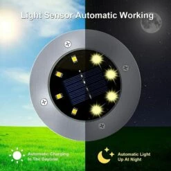 LLOVE Lampes Solaires De Sol, Lampes De Jardin à Disque Solaire D'extérieur, Lampes D'extérieur Encastrées Au Sol à 8 LED, Lampes Solaires étanches IP65 Pour Jardin, Cour - 4 Pièces (blanc Chaud) 11 LLOVE Lampes Solaires De Sol, Lampes De Jardin à Disque Solaire D'extérieur, Lampes D'extérieur Encastrées Au Sol à 8 LED, Lampes Solaires étanches IP65 Pour Jardin, Cour - 4 Pièces (blanc Chaud) -Luminaire solaire Soldes 2022 64871120 5