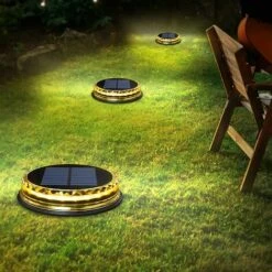 LLOVE Lot De 4 Lampes Solaires De Jardin à 17 LED, étanches IP65, Lampes Solaires D'extérieur Encastrées, Fonction De Détection Automatique, Avec Batterie 1200 MAh, Blanc Chaud -Luminaire solaire Soldes 2022 64871169 5