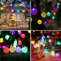 LLOVE Guirlande Lumineuse Solaire, 22M 200 LED Cristal Boules Guirlande Solaire Extérieur Intérieur 8 Modes Étanche LED Lumière Pour Jardin Cour Patio Balcon Fête Mariage Noël Décoration, Coloré -Luminaire solaire Soldes 2022 64871466 5
