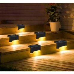 PERLE RARE Lampes De Marche, Appliques Murales Solaires à LED, Lampes D'escalier étanches Pour Intérieur Ou Extérieur, Lampes De Clôture (lot De 4)