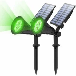 BENOBBY KIDS (2 Unités) Projecteur Solaire, Lampes Solaires Extérieures étanches, 2 Modes D'éclairage En Option, Angle De 180 ° Réglable, Lumière De Jardin Pour Allée, Allée, Allée. (Vert)