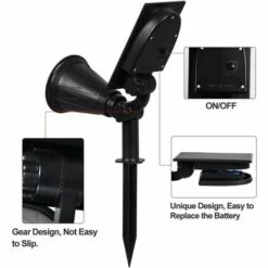 BENOBBY KIDS (2 Unités) Projecteur Solaire, Lampes Solaires Extérieures étanches, 2 Modes D'éclairage En Option, Angle De 180 ° Réglable, Lumière De Jardin Pour Allée, Allée, Allée. (Vert) -Luminaire solaire Soldes 2022 65372274 4