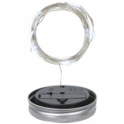 SUPERSELLER Mason Jar Lanterne Solaire Lumières Couvercle étanche Lampe Fée Lumière Fil De Cuivre Chaîne Décor Extérieur Patio Jardin Décor - 1m &blanc