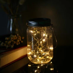 SUPERSELLER Mason Jar Lanterne Solaire Lumières Couvercle étanche Lampe Fée Lumière Fil De Cuivre Chaîne Décor Extérieur Patio Jardin Décor - 1m &blanc -Luminaire solaire Soldes 2022 65390677 4