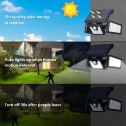 RHAFAYRE Lampes Solaires D'extérieur, 70 LED Sans Fil LED Avec Détecteur De Mouvement Solaire, 3 Têtes Réglables, éclairage Grand Angle à 360°, étanche IP65, Projecteur LED De Sécurité (noir) -Luminaire solaire Soldes 2022 65448819 3