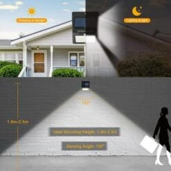 RHAFAYRE Lampes Solaires à Détecteur De Mouvement, 144 LED Lampes De Sécurité Solaires Extérieures étanches Sans Fil à énergie Solaire Pour L'extérieur, Grand Angle De 270 ° Avec 3 Modes Pour Clôture, Porte, Cour, Garage (lot De 2) -Luminaire solaire Soldes 2022 65448832 5