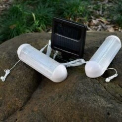 RHAFAYRE Lampe Solaire Pour Abri De Jardin, éclairage De Garage Solaire Mural Pour Extérieur étanche IP55, éclairage De Secours Mural à Double Lampe à LED Pour Jardin, Extérieur, Intérieur, Serre De Sécurité -Luminaire solaire Soldes 2022 65448865 3