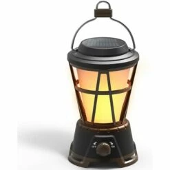 OSQI Lampe Solaire De Camping, Lanterne Rétro Rechargeable à Intensité Variable Avec Flamme Dansante, Lampe De Camping étanche Pour Jardin, Cour, Décoration Intérieure Et Extérieure [Classe énergétique A+]