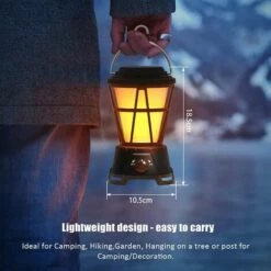 OSQI Lampe Solaire De Camping, Lanterne Rétro Rechargeable à Intensité Variable Avec Flamme Dansante, Lampe De Camping étanche Pour Jardin, Cour, Décoration Intérieure Et Extérieure [Classe énergétique A+] -Luminaire solaire Soldes 2022 65503922 3