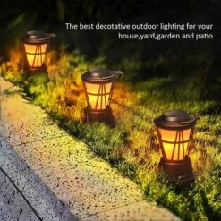OSQI Lampe Solaire De Camping, Lanterne Rétro Rechargeable à Intensité Variable Avec Flamme Dansante, Lampe De Camping étanche Pour Jardin, Cour, Décoration Intérieure Et Extérieure [Classe énergétique A+] -Luminaire solaire Soldes 2022 65503922 5